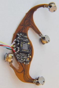 Electronic instrumentation module for dry-contact ear-EEG device. The module fits into the ear-EEG ear-piece.